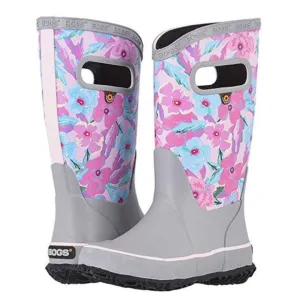BOGS Rainboot Pansies Light Gray Multi