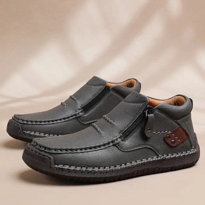 Bootara Cross-Border Men’s Outdoor Casual Slip-On Flat Handcrafted Leather Shoes