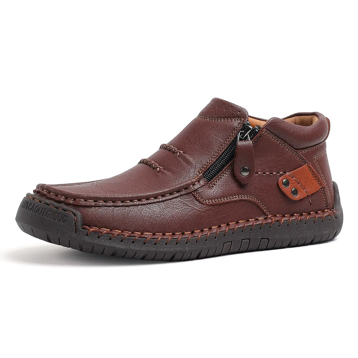Bootara Cross-Border Men’s Outdoor Casual Slip-On Flat Handcrafted Leather Shoes