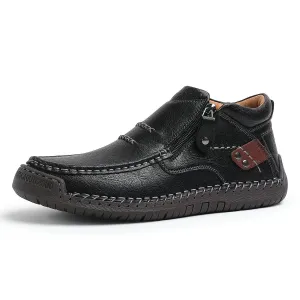 Bootara Cross-Border Men’s Outdoor Casual Slip-On Flat Handcrafted Leather Shoes
