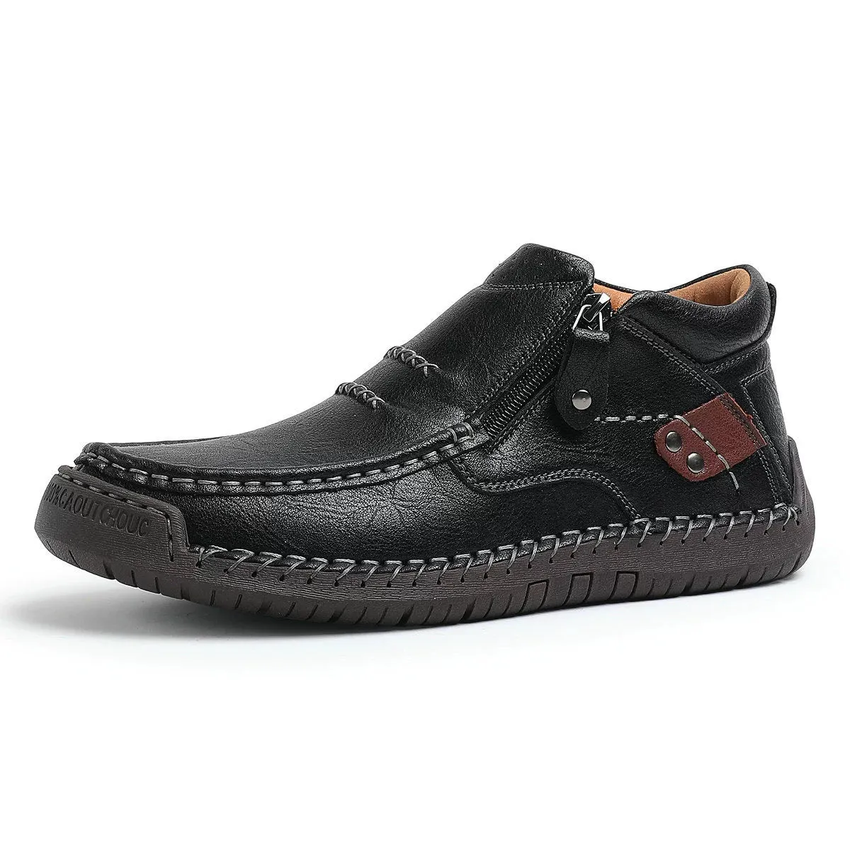 Bootara Cross-Border Men’s Outdoor Casual Slip-On Flat Handcrafted Leather Shoes