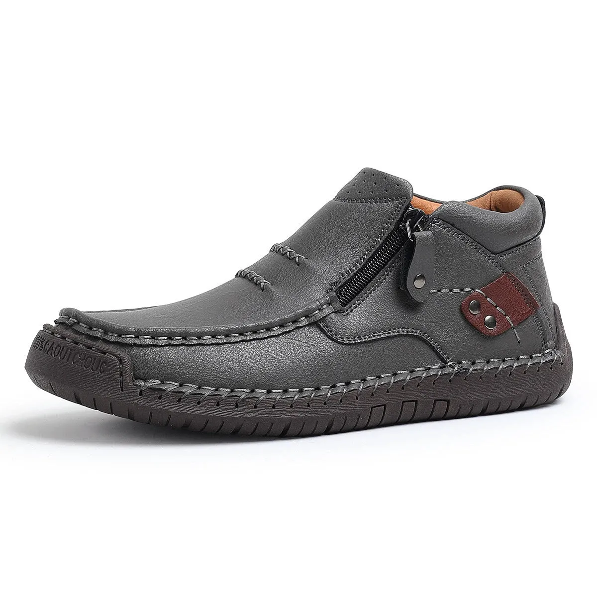 Bootara Cross-Border Men’s Outdoor Casual Slip-On Flat Handcrafted Leather Shoes