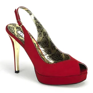 Bordello - Peony 03 Red Satin Slingback Platform Sandal