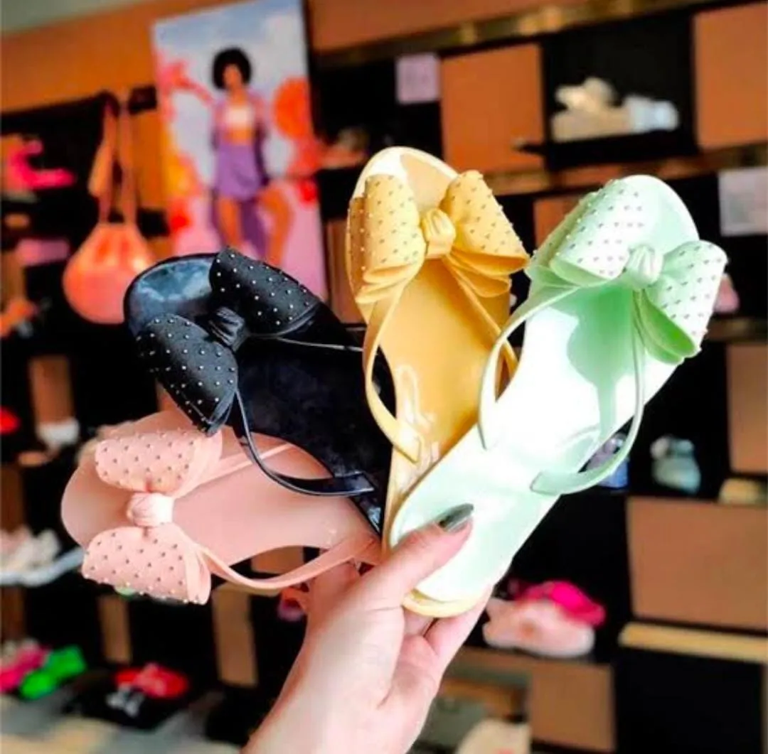 BOW TIE JELLY FLATS - GREEN