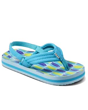 Boys Little Ahi Flip Flops in Blue Fish