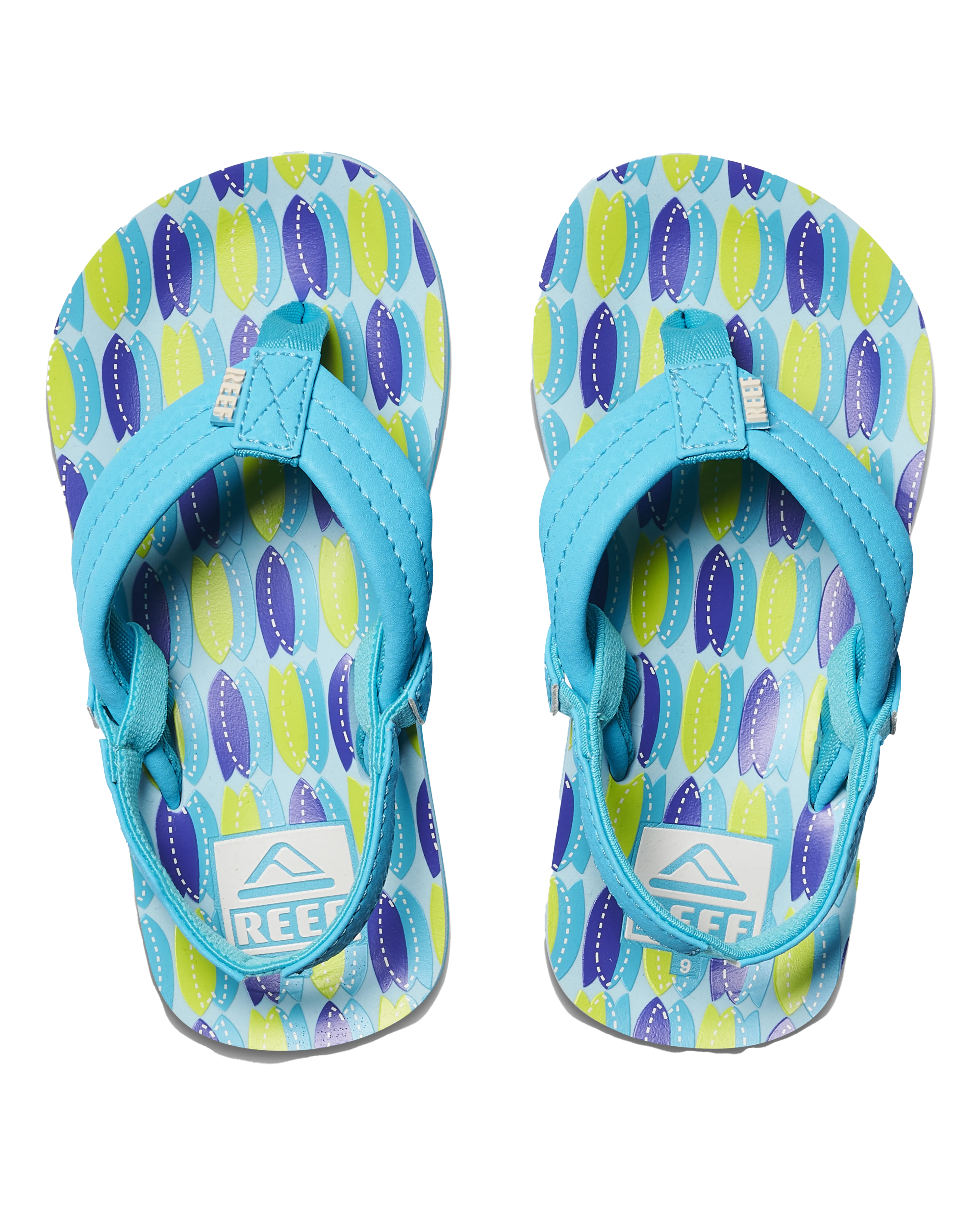 Boys Little Ahi Flip Flops in Blue Fish