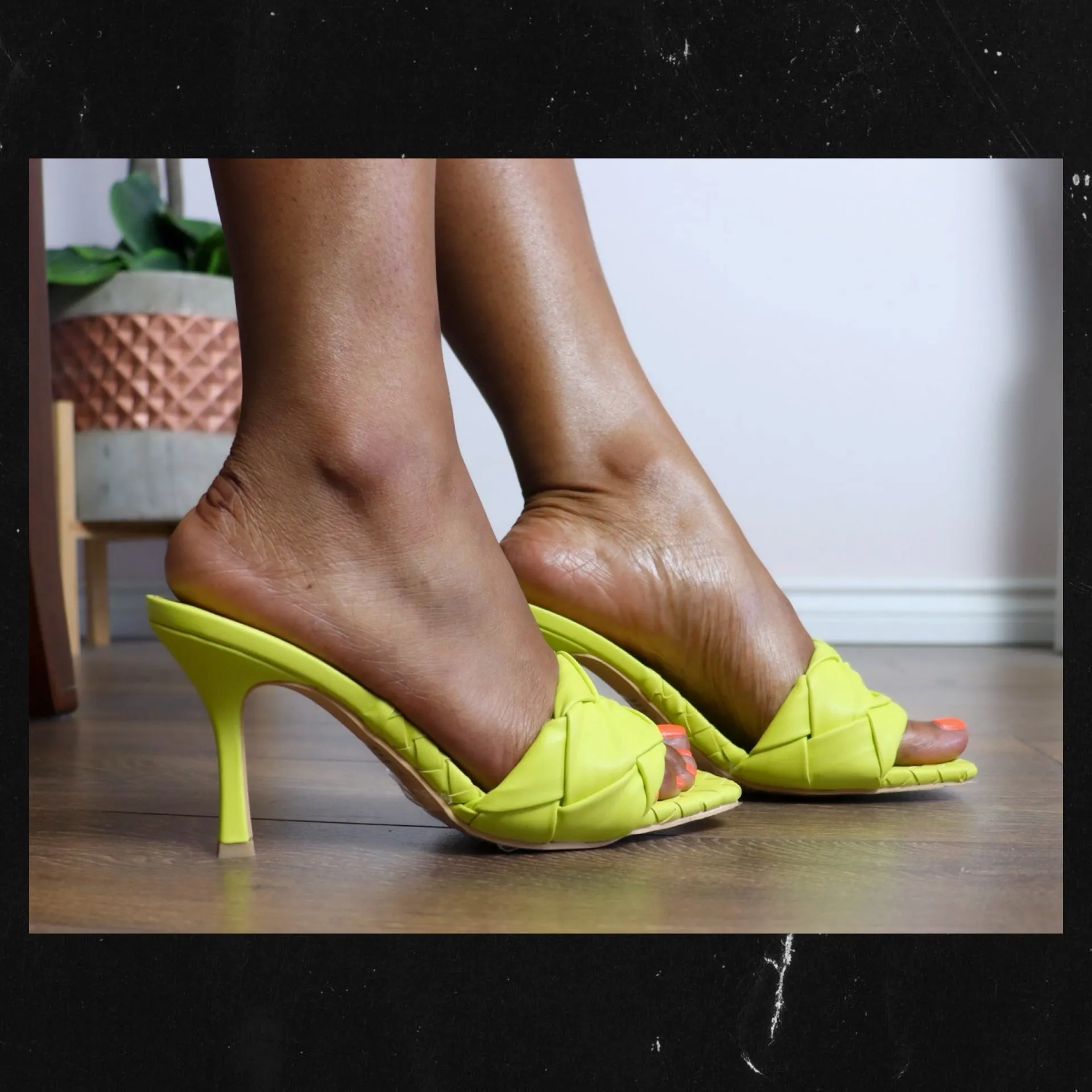 BRAIDED Open Toe Heel in Yellow