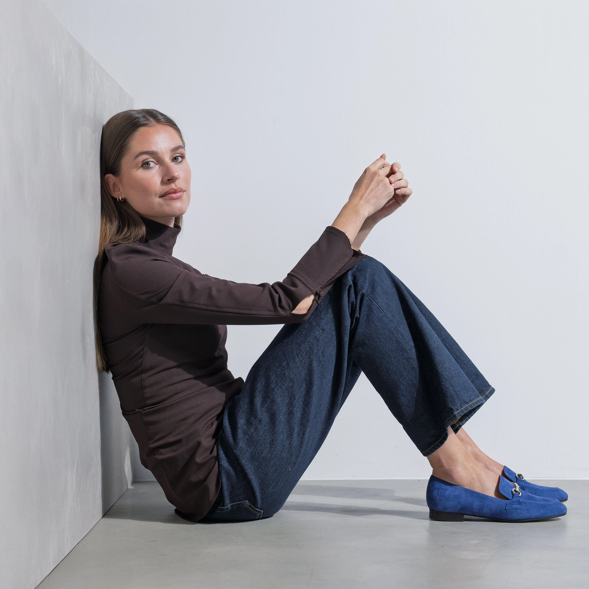 Heel Clear Steady Path Vend?me Fleur blue suede loafers