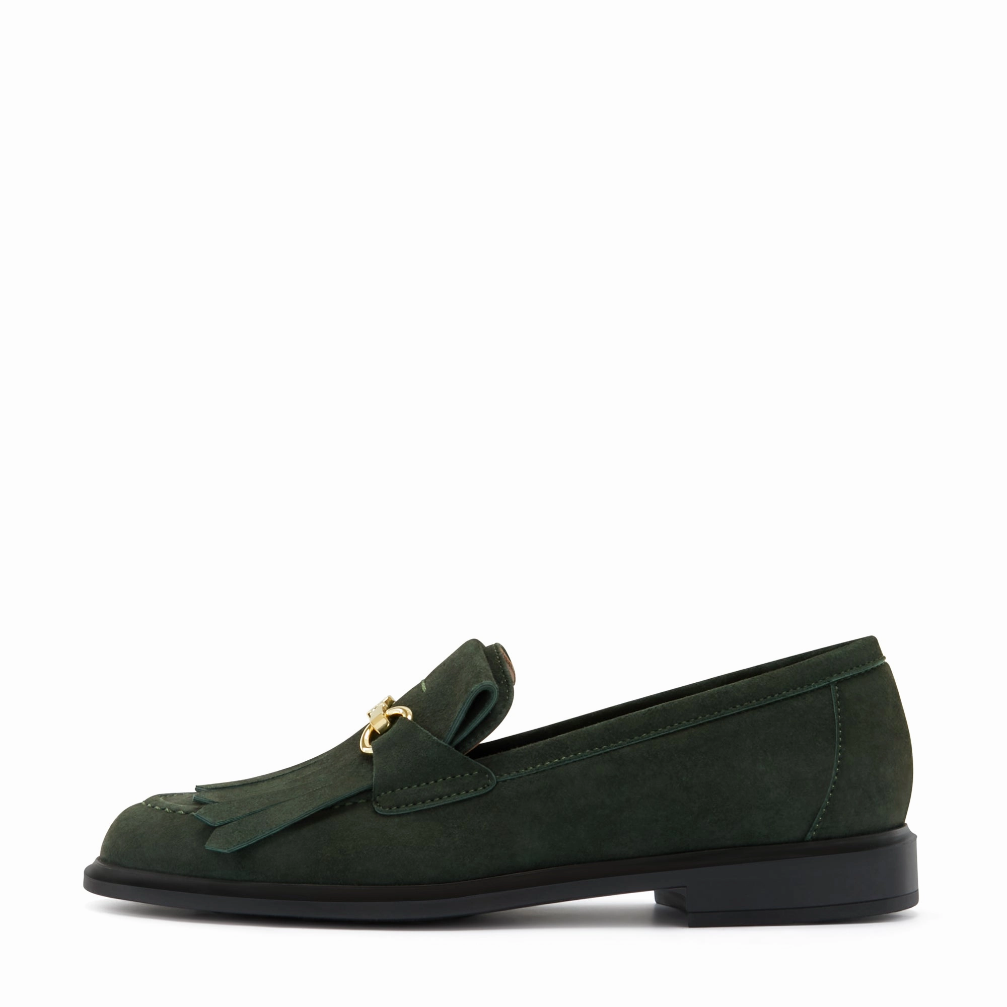 Vend?me Lave dark green suede loafers Chic Minimalism Free Lane
