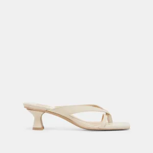 Glamorous Footwear BREVEL WIDE HEELS OFF WHITE LEATHER