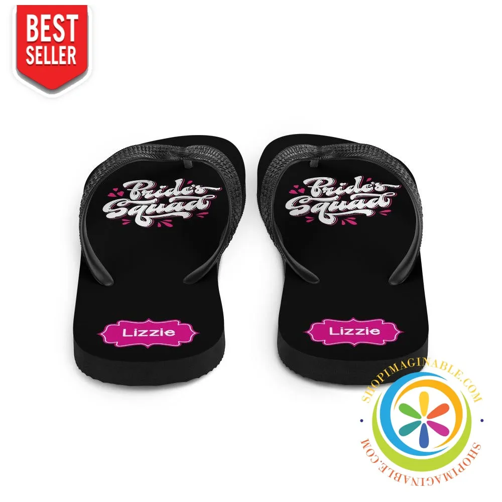 Bride Squad Personalized Custom Bridal Party Flip-Flops