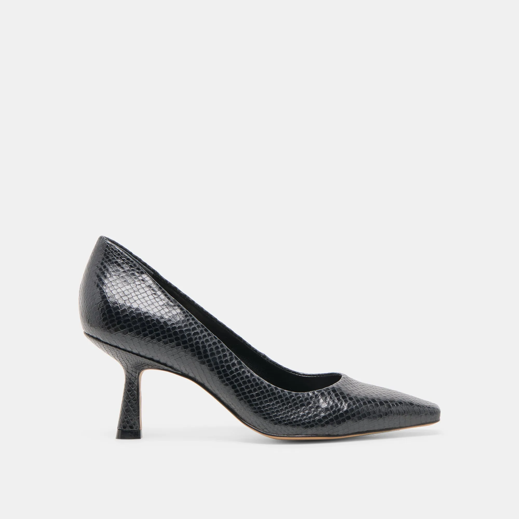 BRIONA HEELS ONYX EMBOSSED LEATHER Day To Night Fall Footwear
