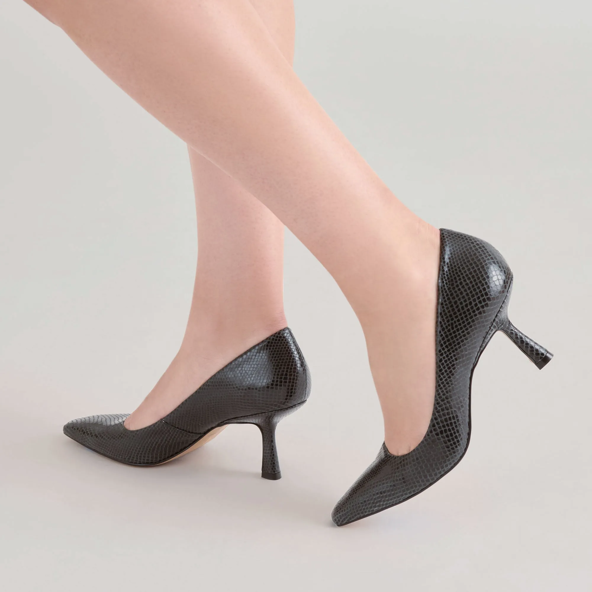 Comfortable Heel BRIONA HEELS ONYX EMBOSSED LEATHER