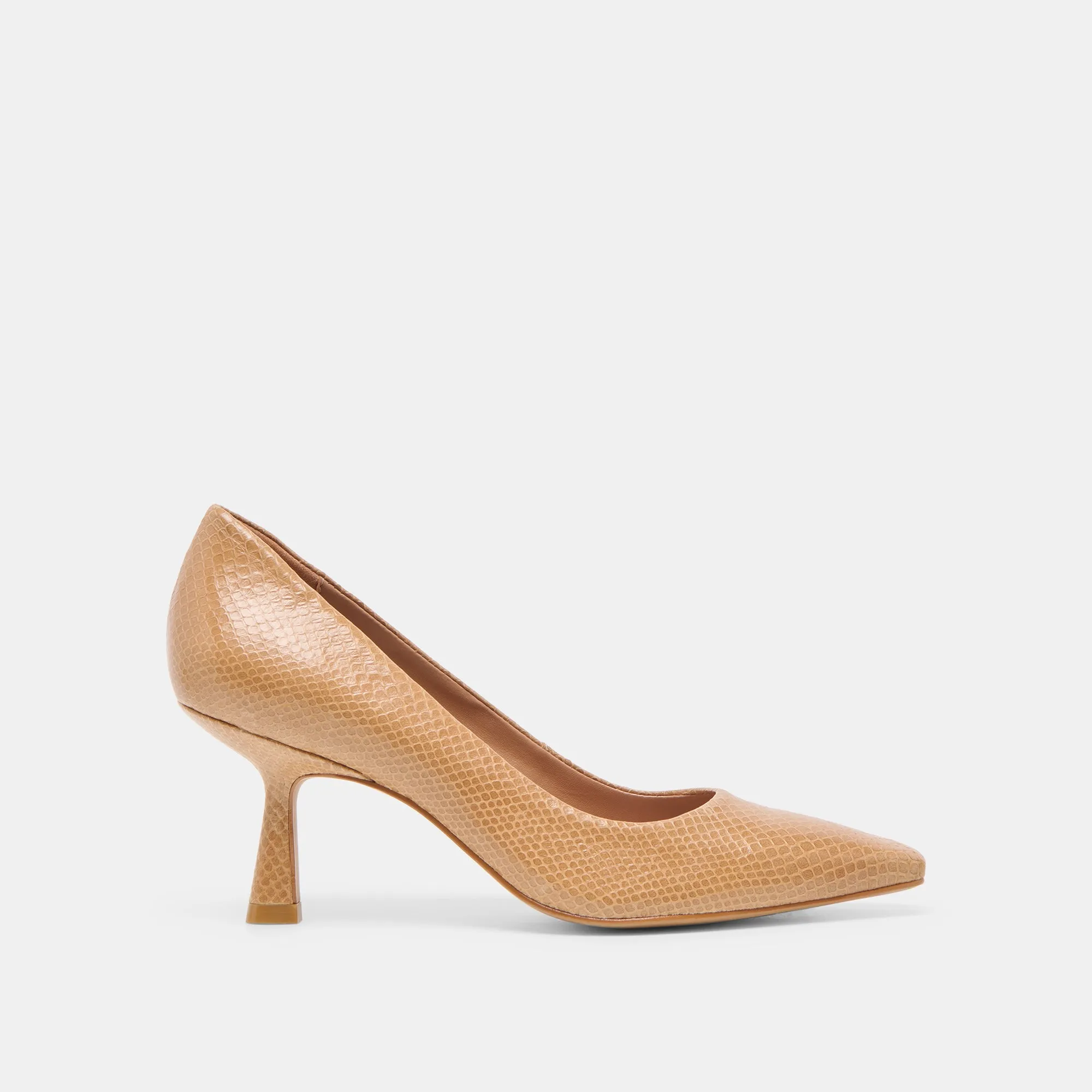 BRIONA HEELS WHISKEY EMBOSSED LEATHER Chic Heels Retro Glow