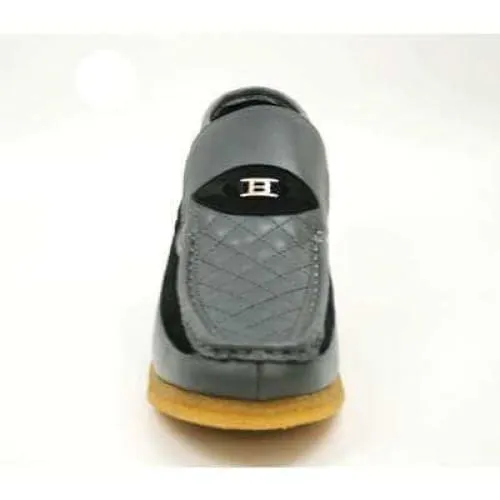 British Walkers Checkers Men's Black Leather and Gray Suede Slip Ons