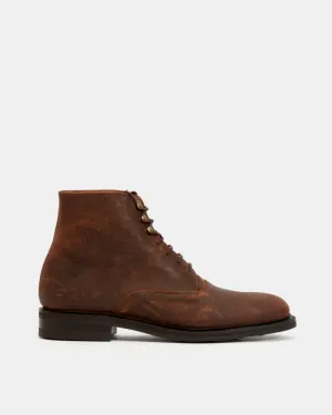 Brown Waxed Suede Plain-Toe Boot Mud Defense All Activity