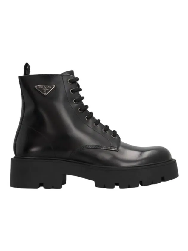 Brushed Leather Combat Boots Black