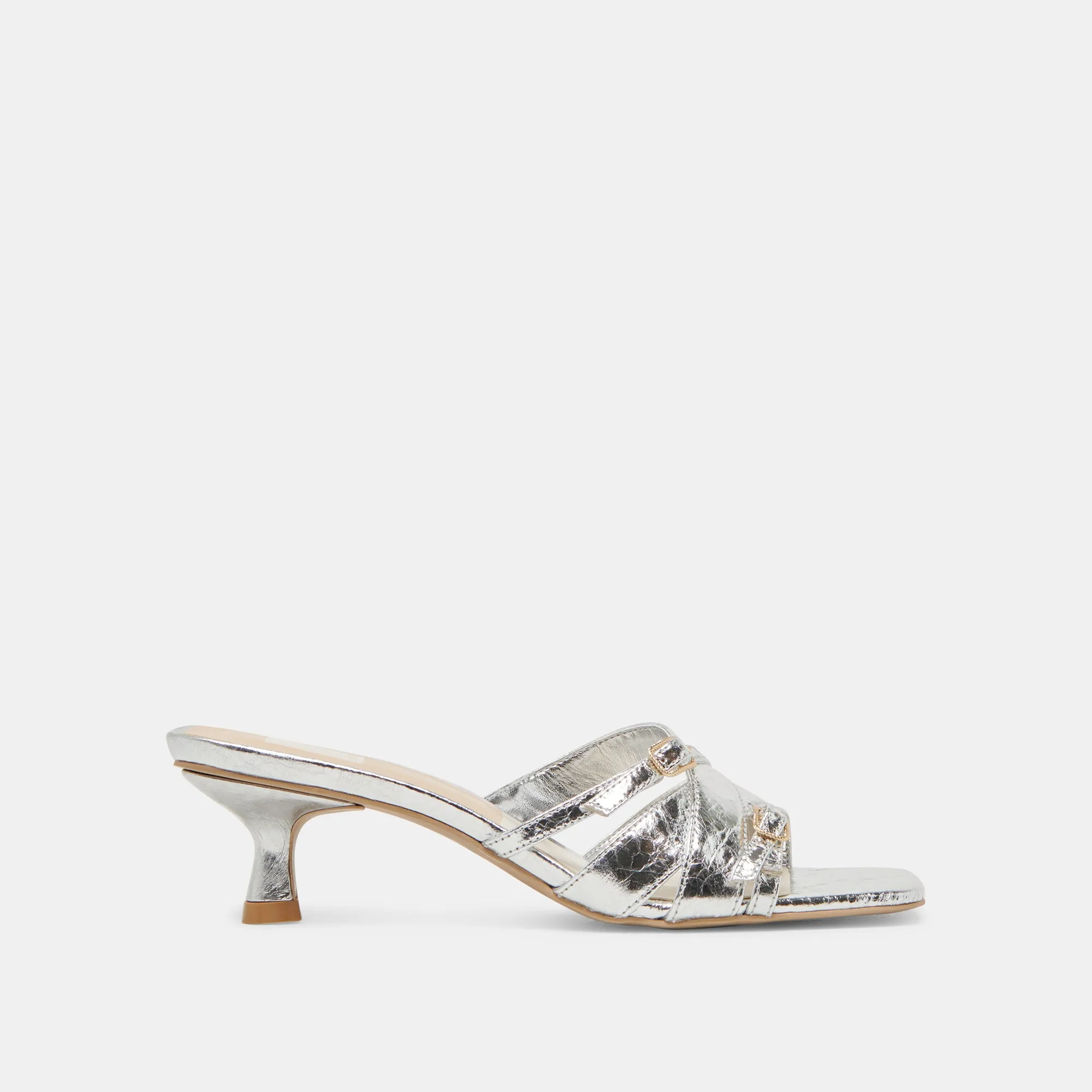 Bold Glam BRYANT HEELS SILVER DISTRESSED LEATHER