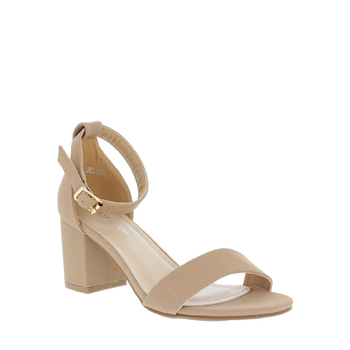 Instant Confidence Buckle Strap Chunky Heel Sandal (TAN)
