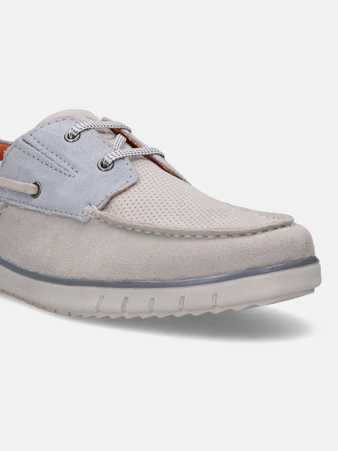 bugatti Off White & Light Blue Boat Shoes