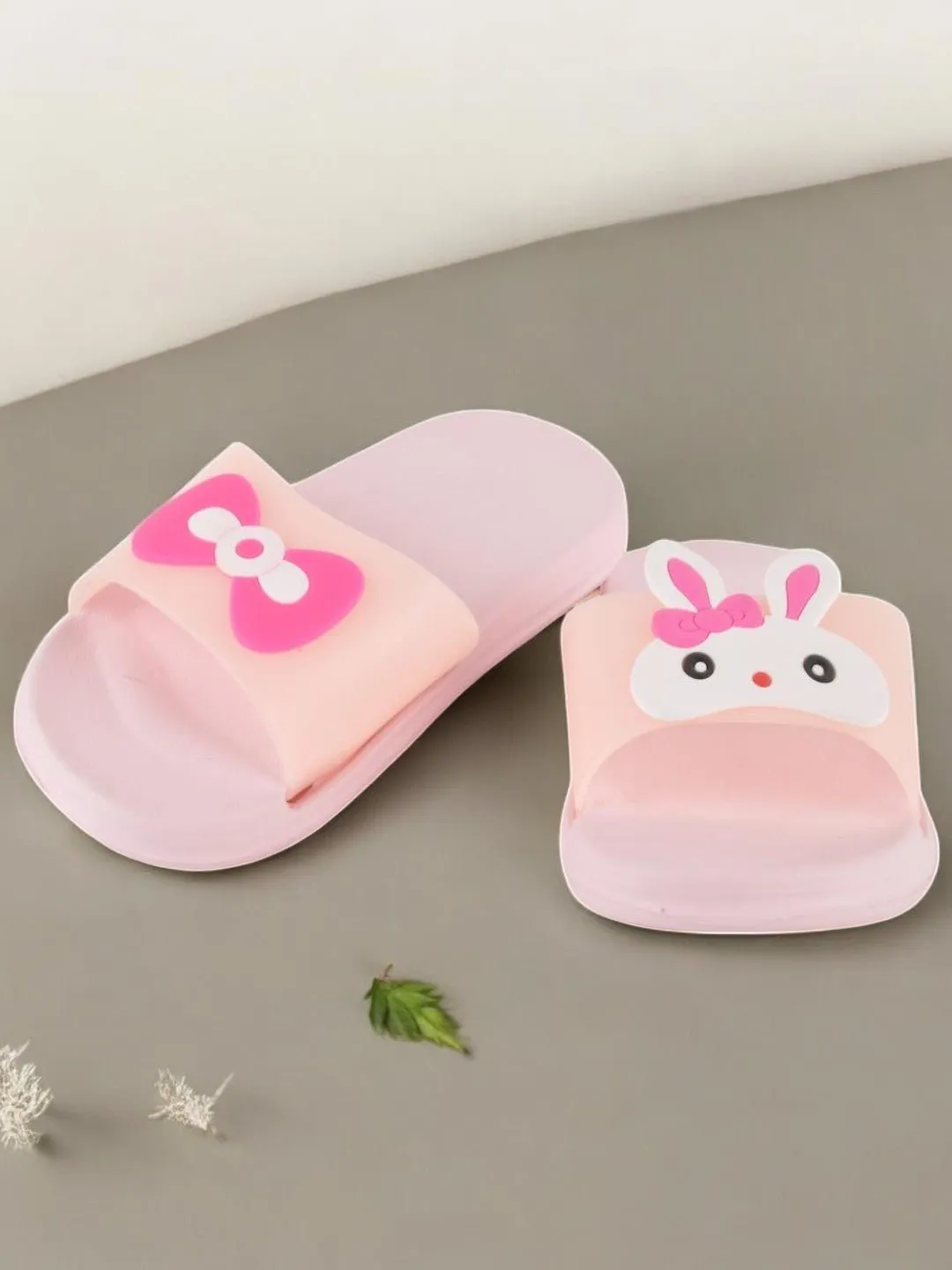 Bunny Face Slides for Girls - Light Pink