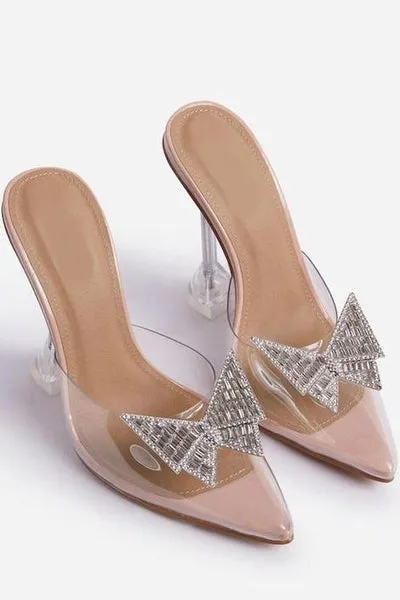 Butterfly Heels Pointed Clear Perspex Toe Sculptured Heels