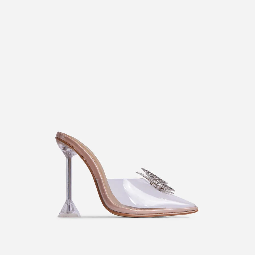 Butterfly Heels Pointed Clear Perspex Toe Sculptured Heels