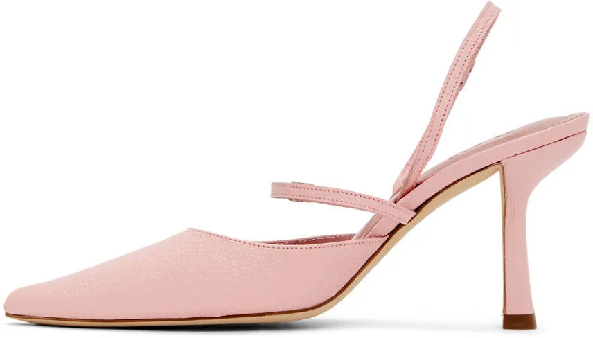BY FAR Pink Nappa Tiffany Slingback Heels