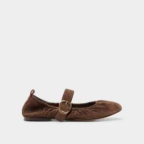 All-purpose sole Relaxed Slip CAELY BALLET FLATS DK BROWN SUEDE