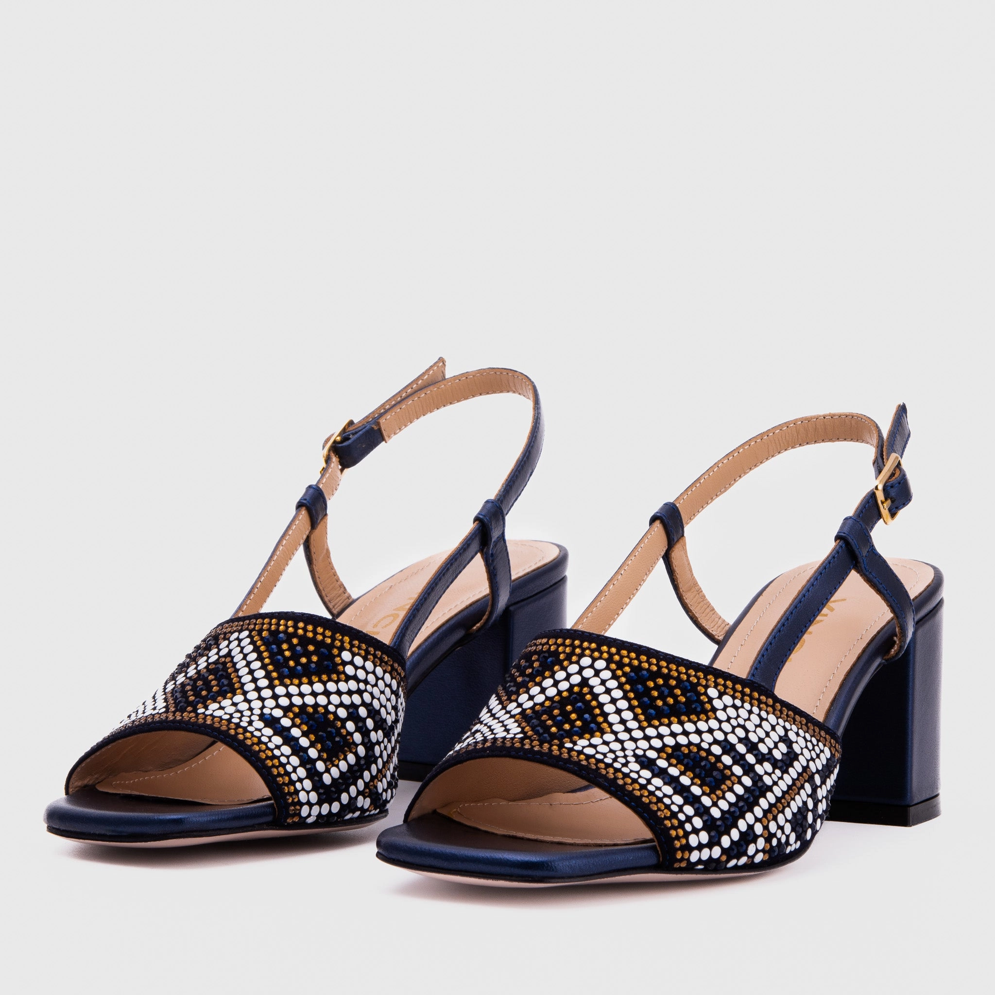 The Nampula Navy Blue Leather Women Slingback Shoe adjustable - strap