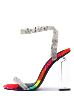 Cape Robbin Multi Rhinestone Ankle Strap High Heel Fashion Pumps Sandals