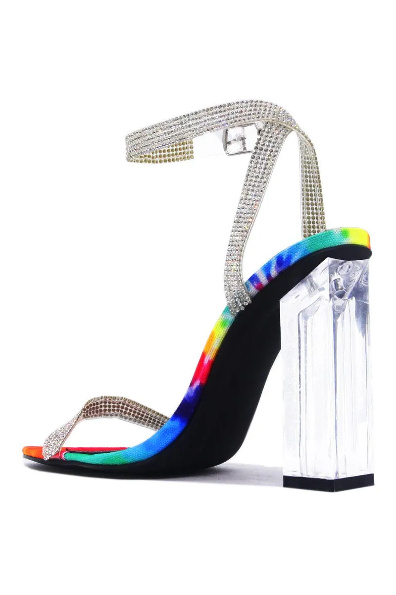 Cape Robbin Multi Rhinestone Ankle Strap High Heel Fashion Pumps Sandals