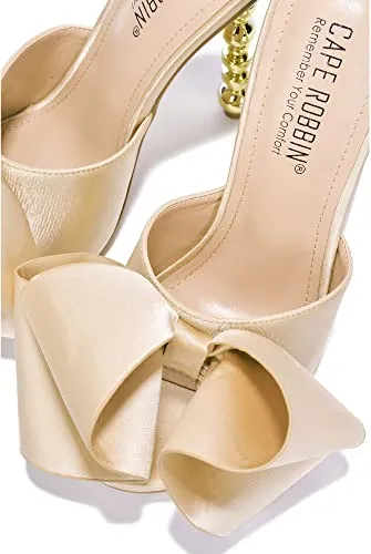 Cape Robbin Salsa Nude Sexy High Heels Open Toe Sculptural Heel Mule Oval Pumps (5.5, NUDE)