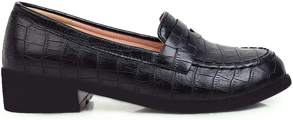 Caradise Womens Chunky Low Heel Loafers Round Toe Slip On Casual Shoes