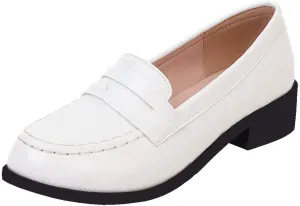 Caradise Womens Chunky Low Heel Loafers Round Toe Slip On Casual Shoes