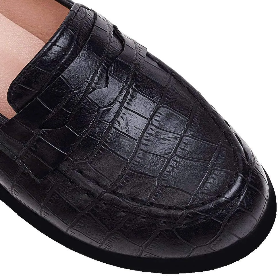 Caradise Womens Chunky Low Heel Loafers Round Toe Slip On Casual Shoes