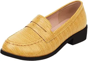 Caradise Womens Chunky Low Heel Loafers Round Toe Slip On Casual Shoes