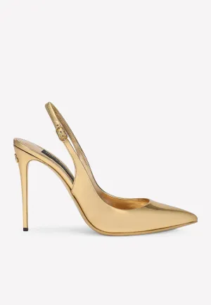 Cardinale 105 Metallic Slingback Pumps in Calf Leather