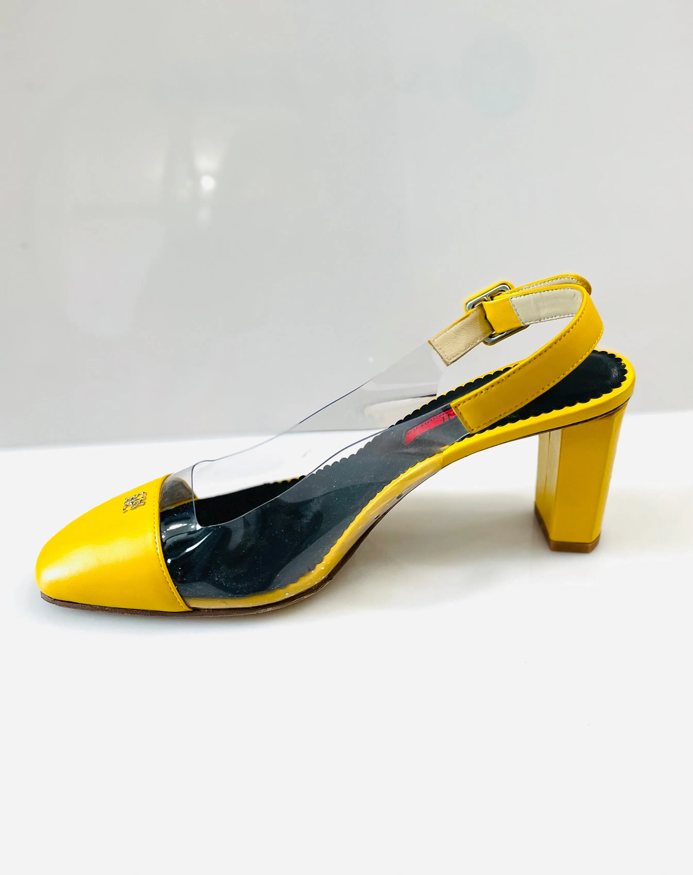 CAROLINA HERRERA YELLOW & CLEAR SLINGBACK SANDALS