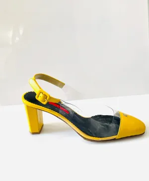 CAROLINA HERRERA YELLOW & CLEAR SLINGBACK SANDALS