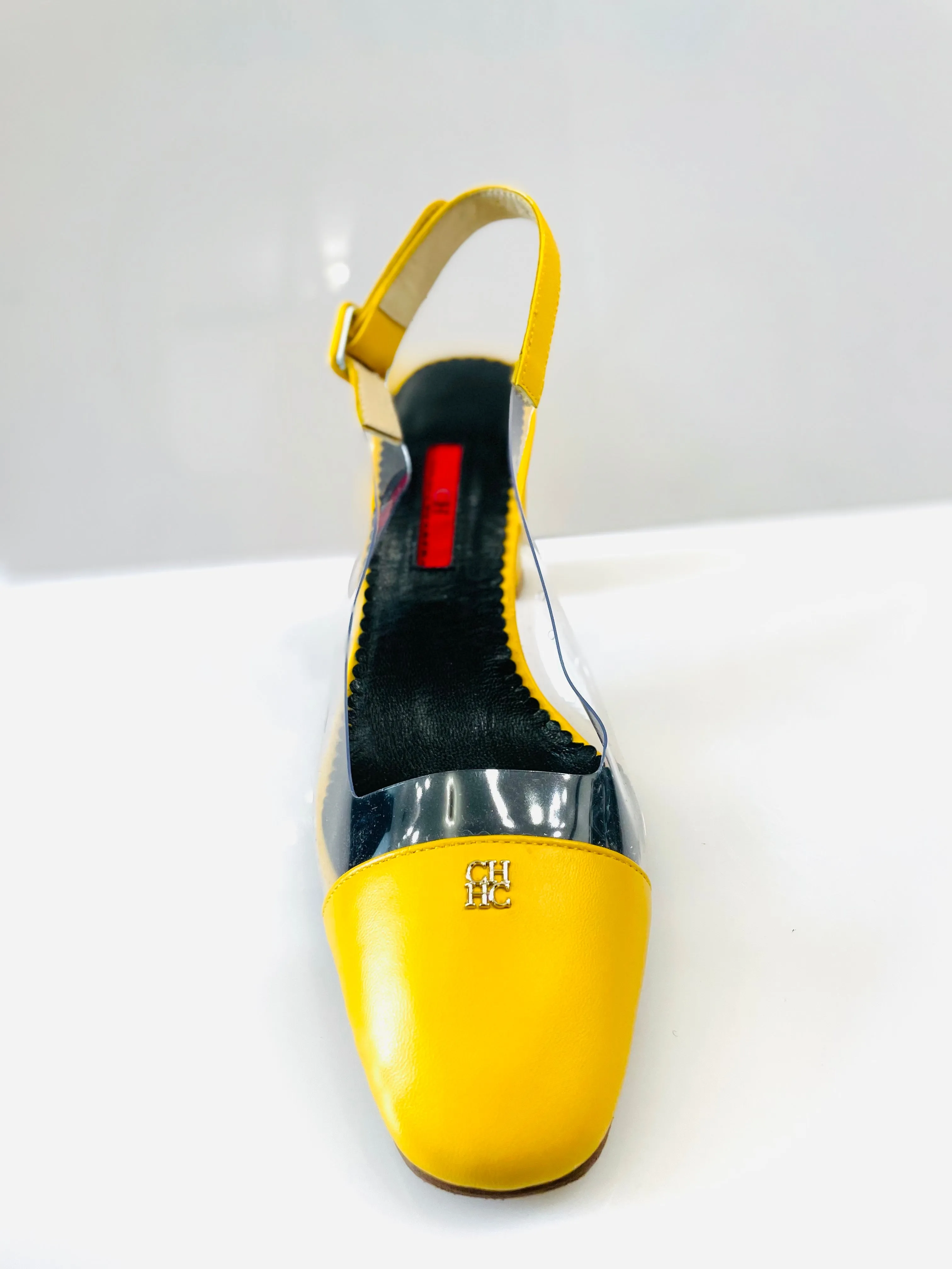 CAROLINA HERRERA YELLOW & CLEAR SLINGBACK SANDALS
