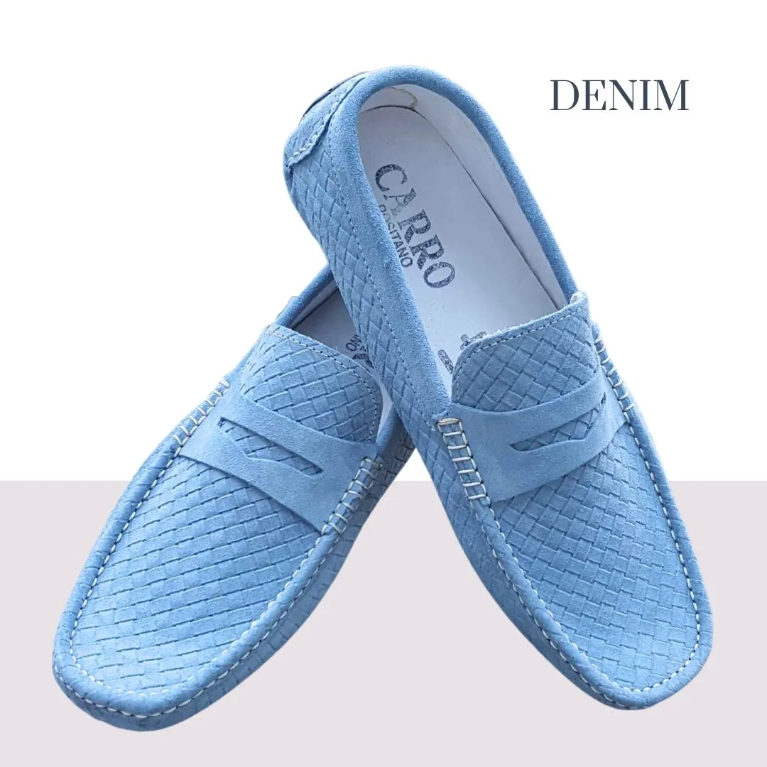 CarroPositano 03 Penny loafers men in Italian leather Suede