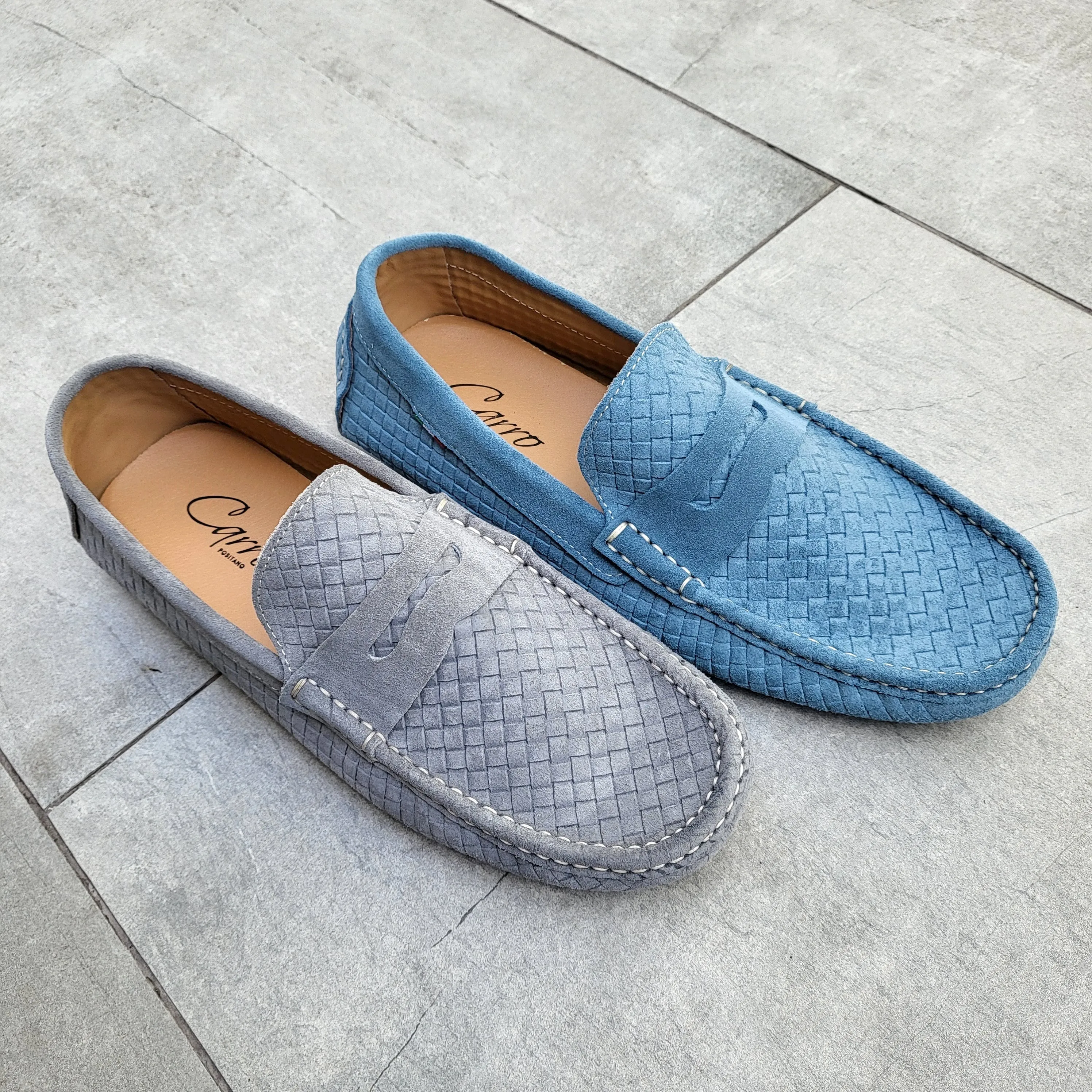 CarroPositano 03 Penny loafers men in Italian leather Suede