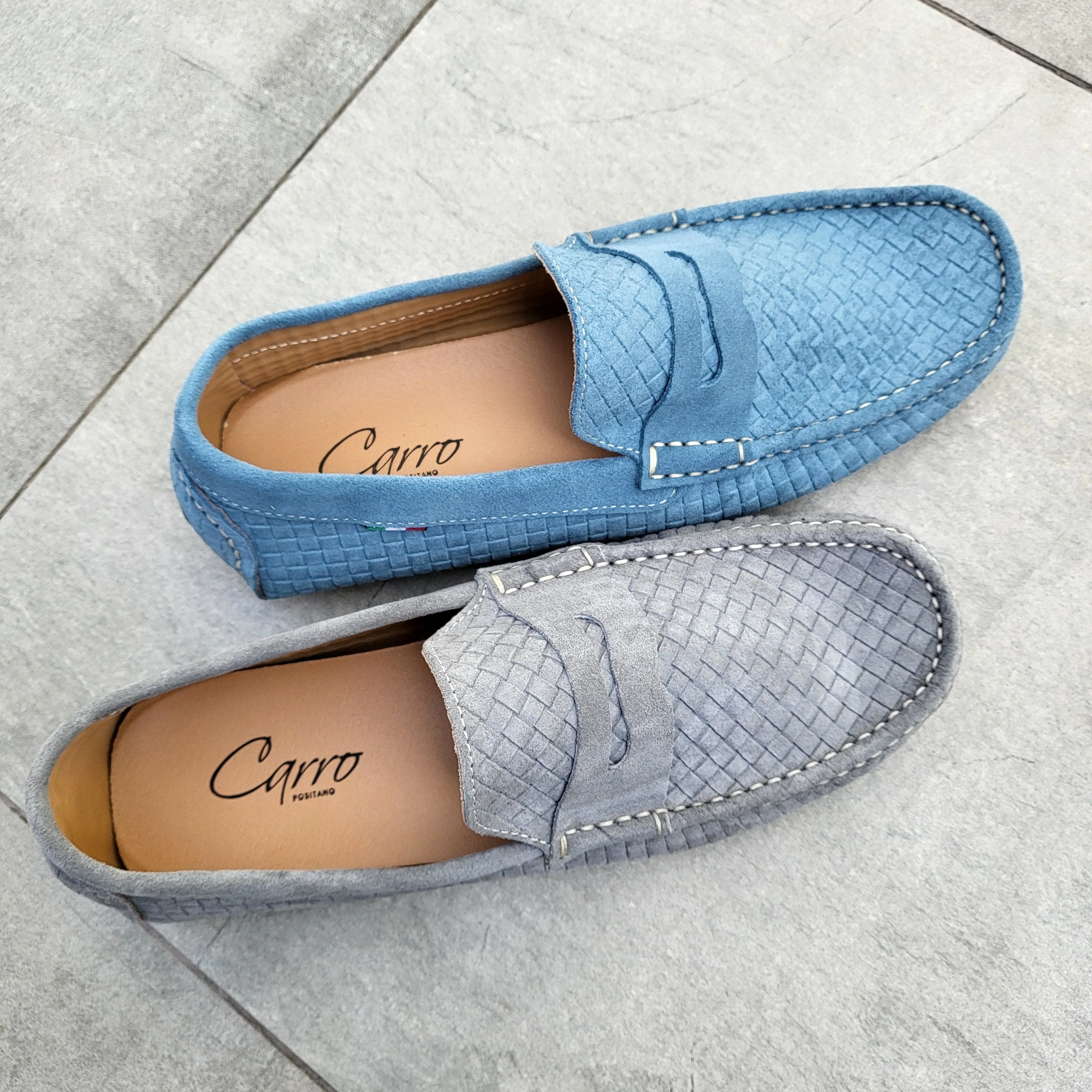 CarroPositano 03 Penny loafers men in Italian leather Suede