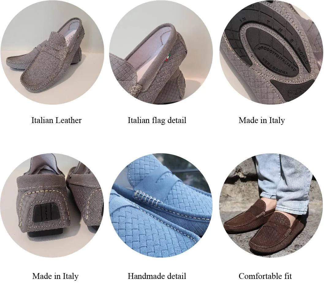 CarroPositano 03 Penny loafers men in Italian leather Suede
