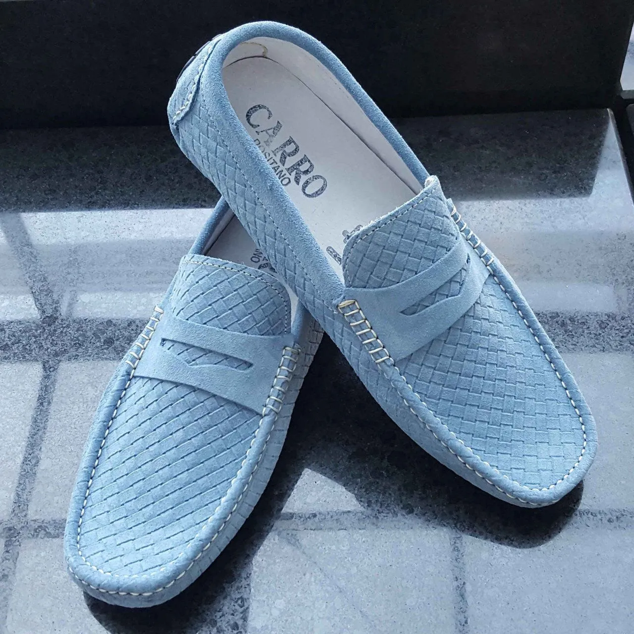 CarroPositano 03 Penny loafers men in Italian leather Suede