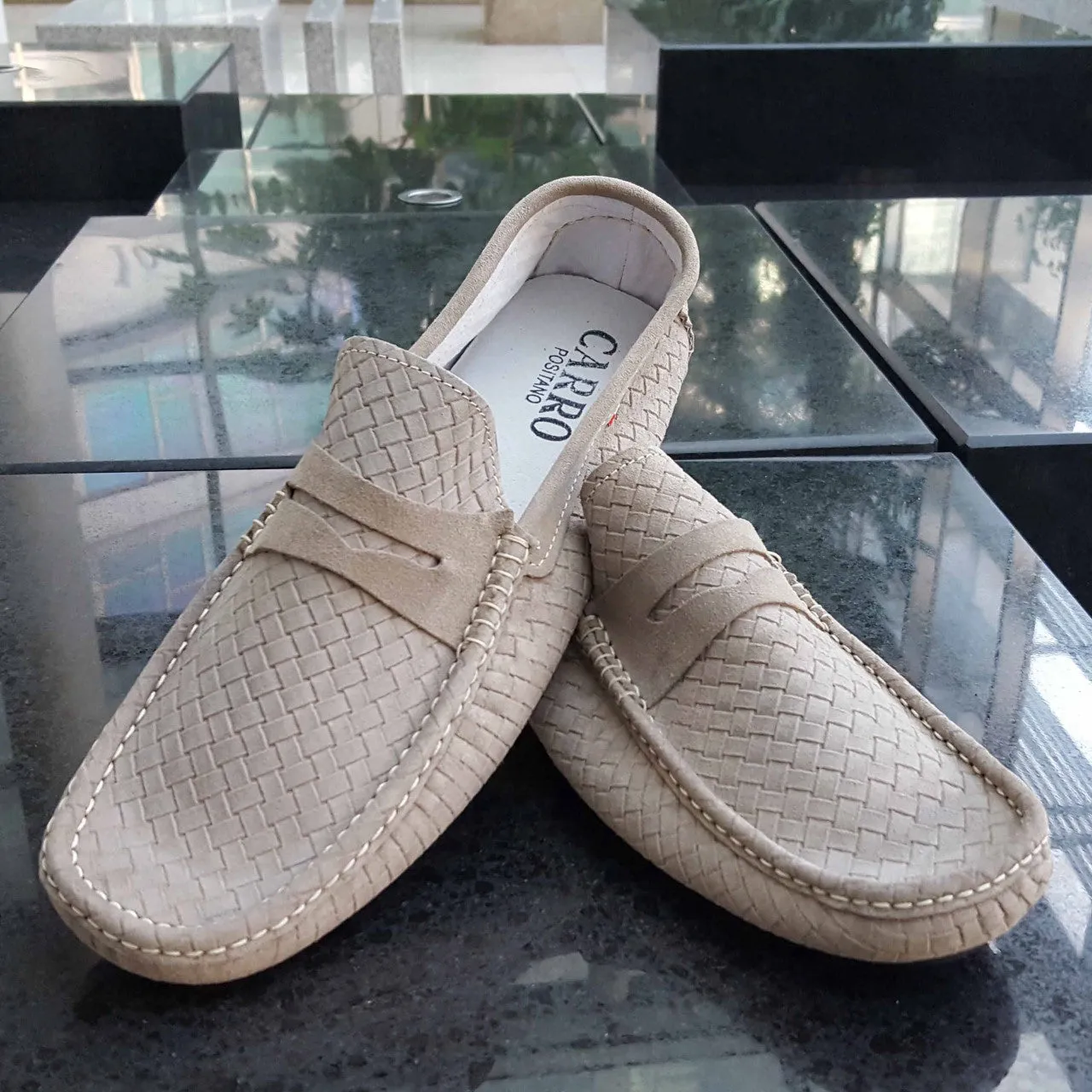 CarroPositano 03 Penny loafers men in Italian leather Suede