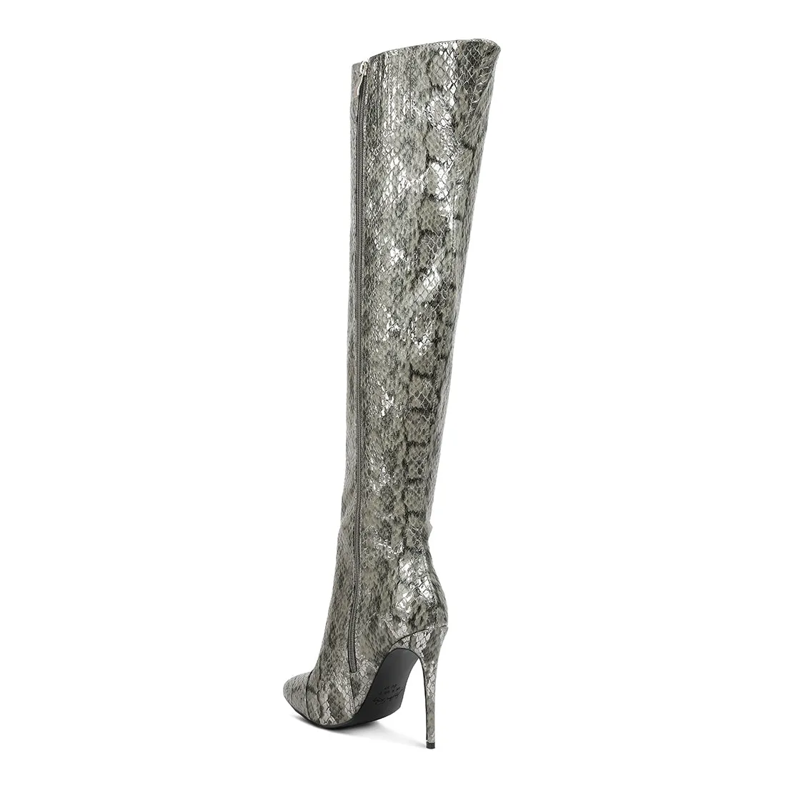 Catalina Snake Print Stiletto Knee Boots