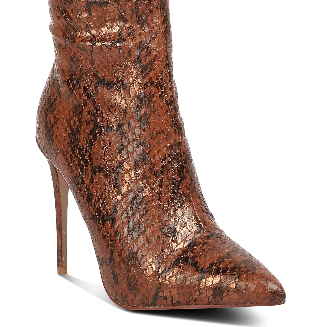 Catalina Snake Print Stiletto Knee Boots