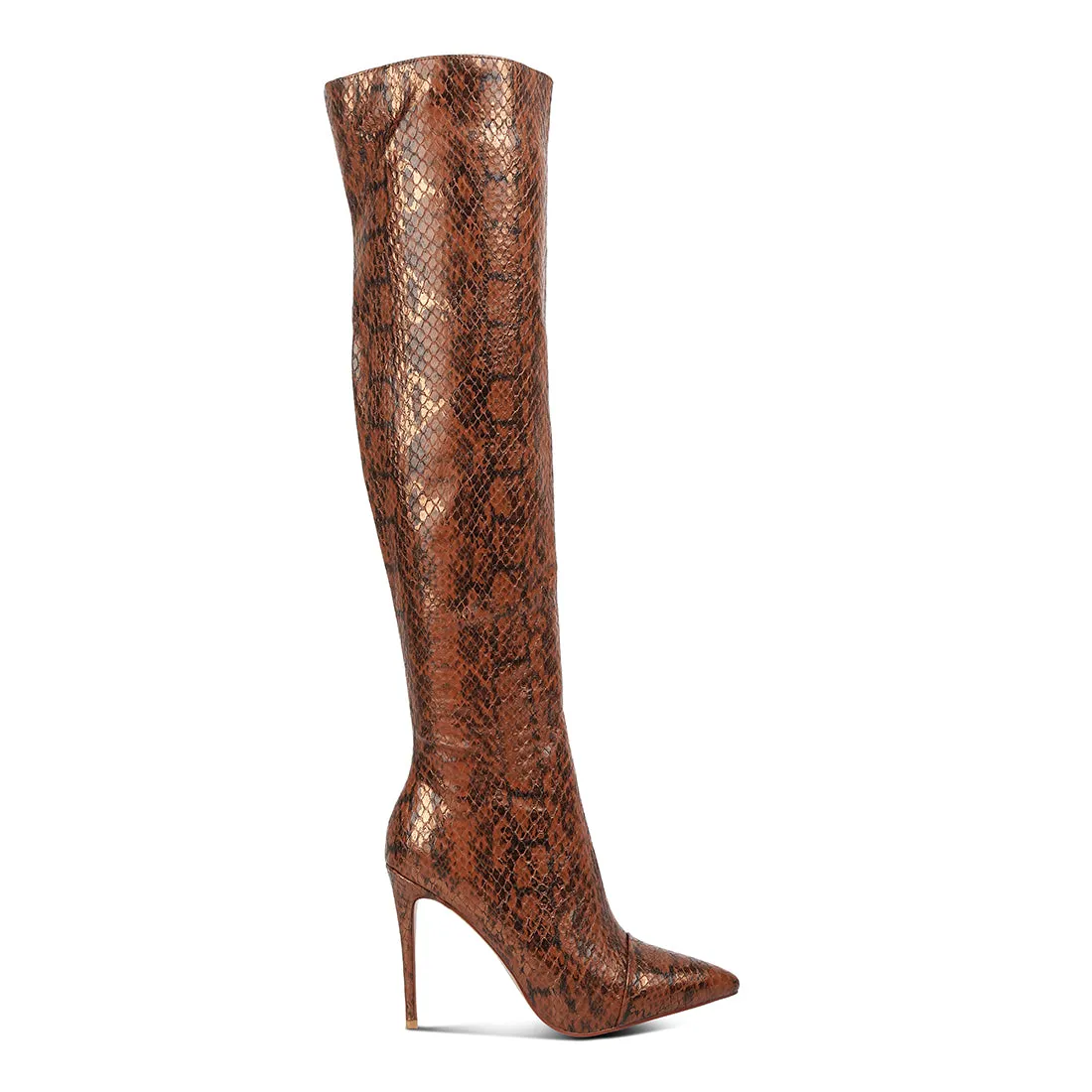 Catalina Snake Print Stiletto Knee Boots